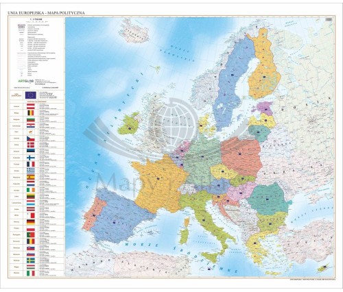 Unia Europejska 1:3 750 000. Arkusz, mapa ścienna polityczna