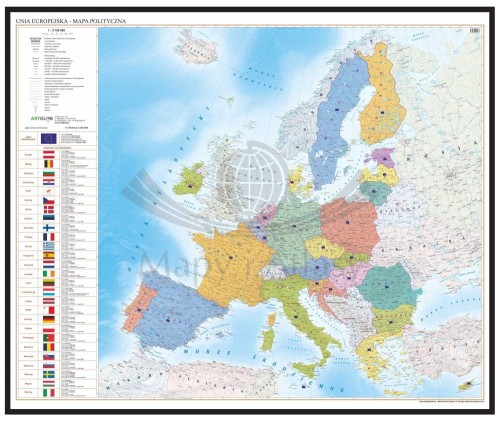 Unia Europejska 1:3 750 000. Mapa polityczna w ramie drewnianej