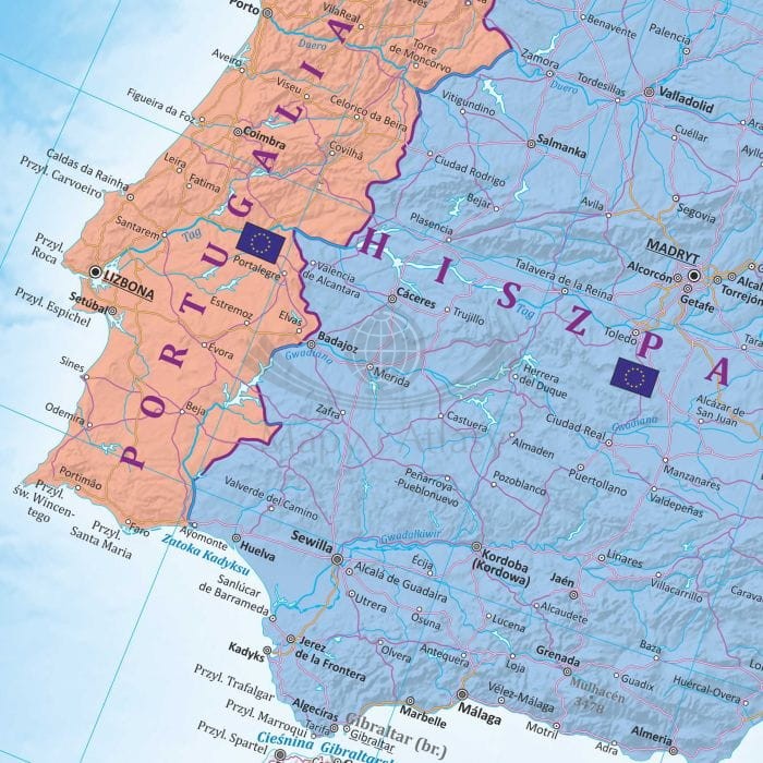 Unia Europejska 1:3 750 000. Mapa polityczna. Wersja do wpinania. Fragment 1