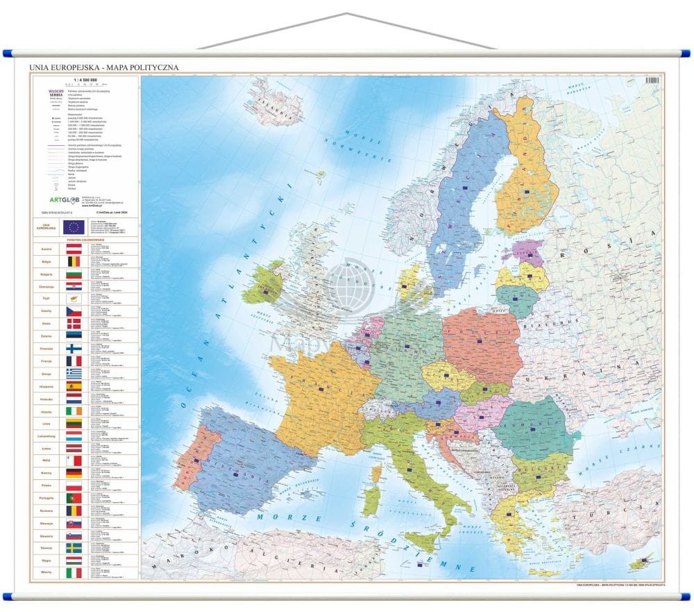 Unia Europejska 1:4 500 000. Mapa ścienna polityczna