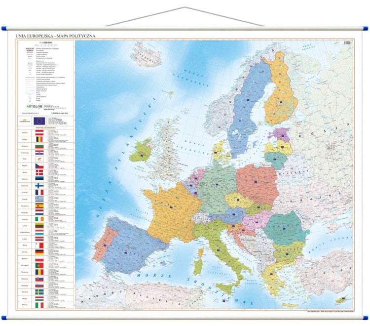 Unia Europejska 1:4 500 000. Mapa ścienna polityczna
