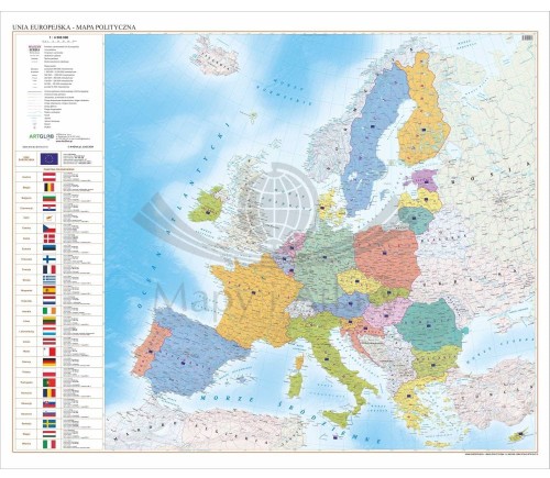 Unia Europejska 1:4 500 000. Arkusz, mapa ścienna polityczna