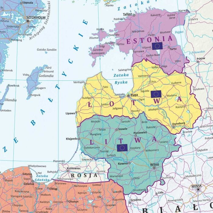 Unia Europejska 1:4 500 000. Mapa polityczna. Wersja do wpinania. Fragment 4