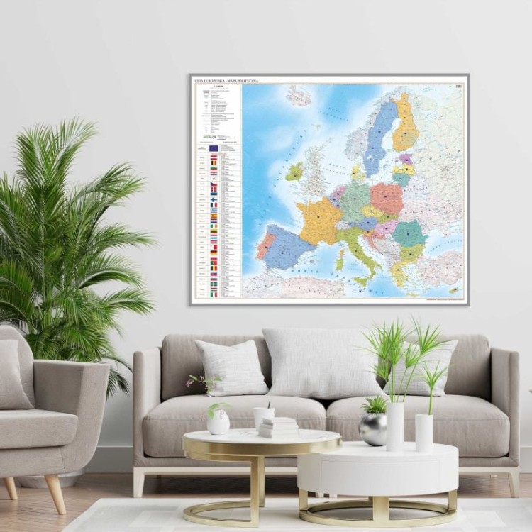 Unia Europejska 1:4 500 000. Mapa polityczna. Wersja do wpinania. Przykład aranżacji