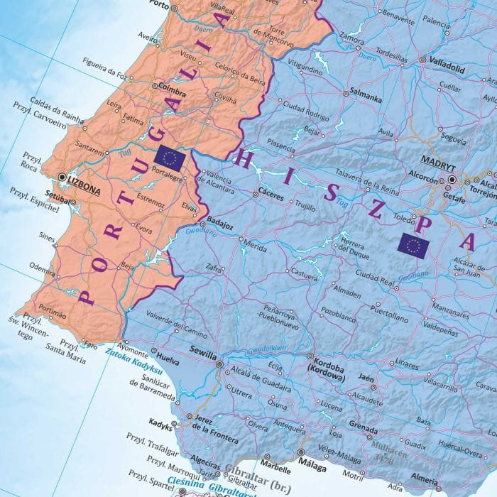 Unia Europejska 1:4 500 000. Mapa polityczna. Wersja magnetyczna. Fragment 2