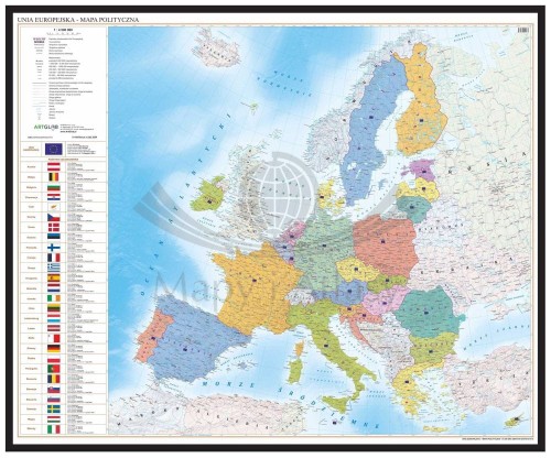 Unia Europejska 1:4 500 000. Mapa polityczna w ramie drewnianej