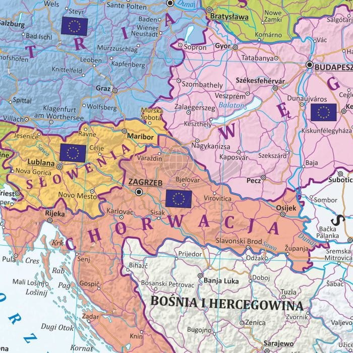 Unia Europejska 1:4 500 000. Mapa polityczna w ramie drewnianej. Fragment 1