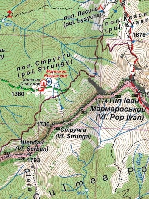 Góry Marmaroskie, Hryniawa 1:50 000. Laminowana mapa turystyczna wydawnictwa ASSA. Fragment 1