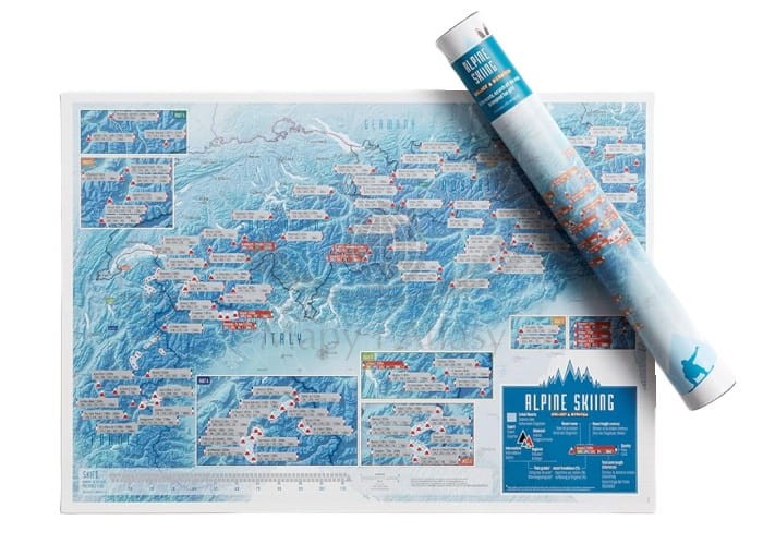 Ośrodki narciarskie w Alpach. Mapa zdrapka wydawnictwa Maps International