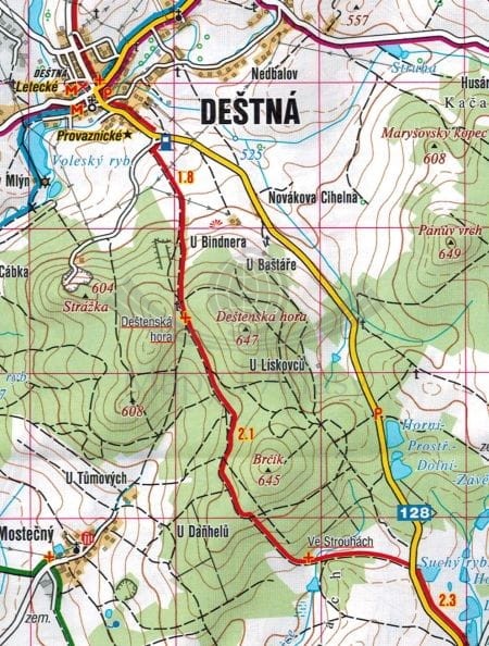 Pelhrimovsko 1:40 000. Mapa turystyczna 444 wydawnictwa Shocart. Fragment 2