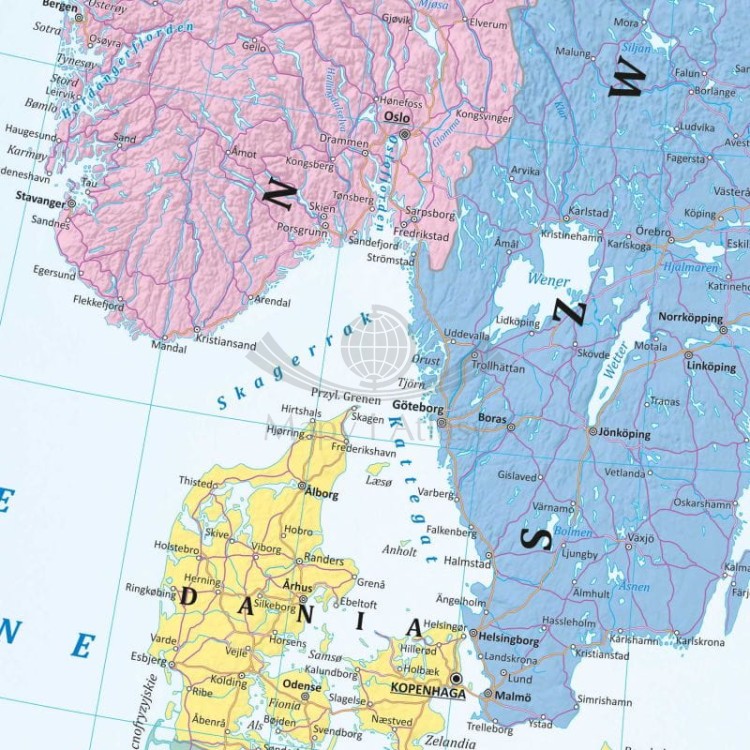 Europa 1:4 500 000. Mapa polityczna w ramie drewnianej. Fragment 3