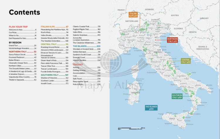 Best road trips Italy / Podróże po Włoszech. Przewodnik wydawnictwa Lonely Planet. Spis treści