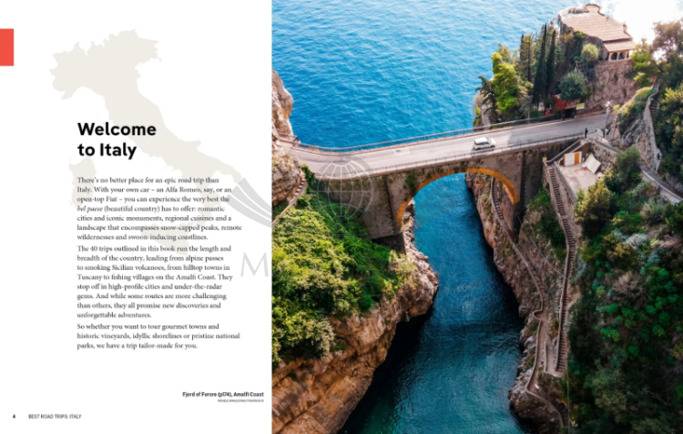 Best road trips Italy / Podróże po Włoszech. Przewodnik wydawnictwa Lonely Planet. Przykładowe strony 1