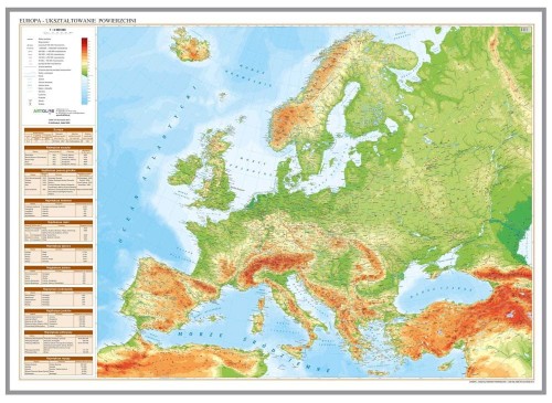 Europa 1:4 500 000. Mapa fizyczna. Wersja magnetyczna