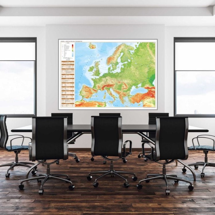 Europa 1:4 500 000. Mapa fizyczna. Wersja magnetyczna. Przykład aranżacji