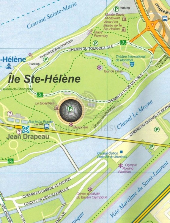 Montreal i południowy Quebec. Wodoodporny plan miasta / Mapa samochodowo-turystyczna wydawnictwa ITMB. Fragment 1