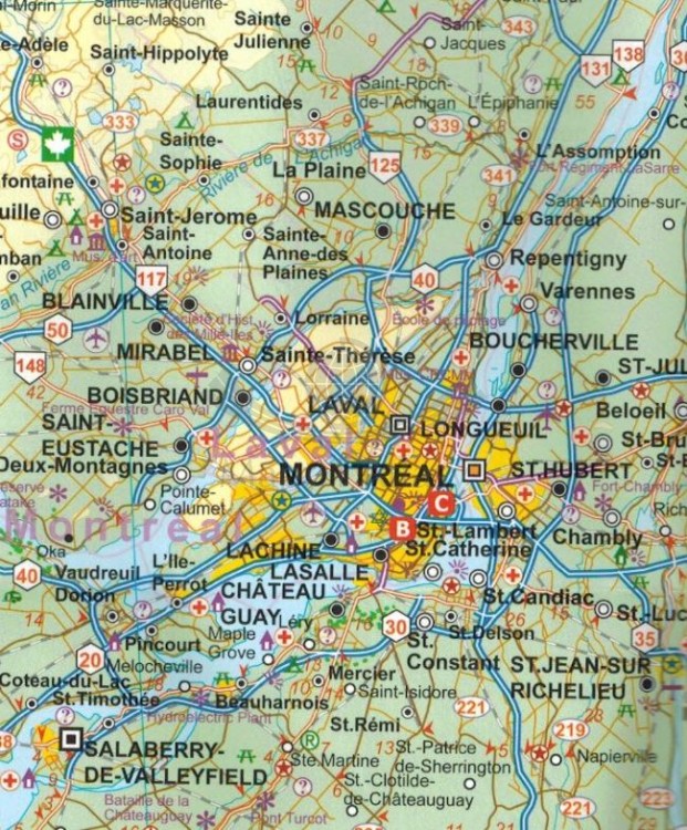Montreal i południowy Quebec. Wodoodporny plan miasta / Mapa samochodowo-turystyczna wydawnictwa ITMB. Fragment 12