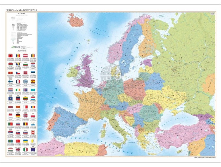 Europa 1:6 500 000. Arkusz, mapa ścienna polityczna
