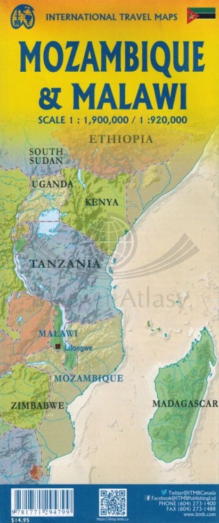 Malawi i Mozambik. Mapa samochodowo-turystyczna wydawnictwa ITMB. Okładka - tył