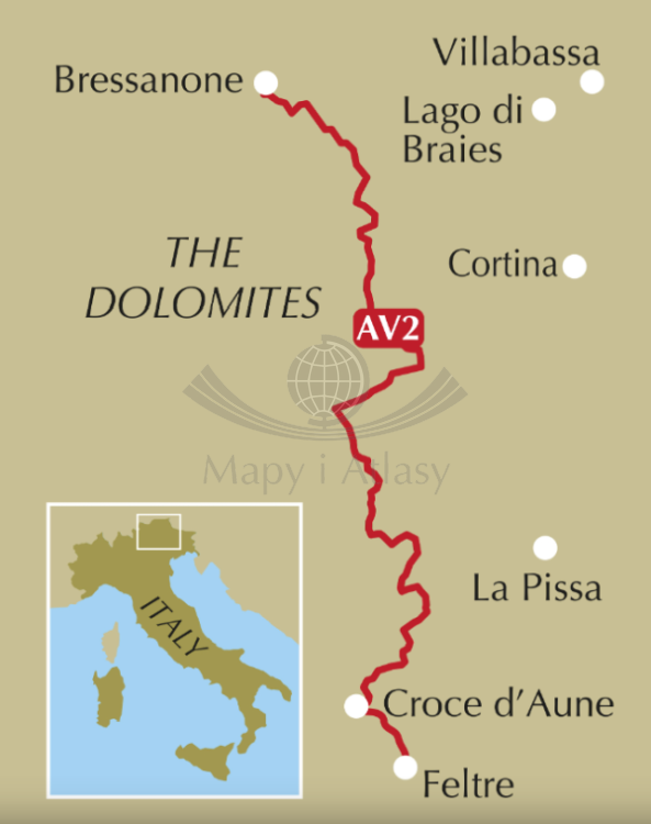 Alta Via 2 - Trekking in the Dolomites / Dolomity. Przewodnik wydawnictwa Cicerone. Zasięg