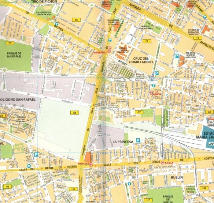 Malaga 1:10 000. Mapa / Plan miasta wydawnictwa Michelin. Fragment 1
