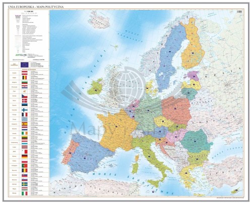 Unia Europejska 1:3 000 000. Mapa polityczna. Wersja magnetyczna