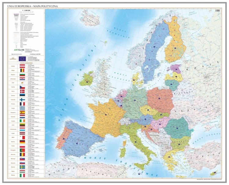 Unia Europejska 1:3 000 000. Mapa polityczna. Wersja magnetyczna