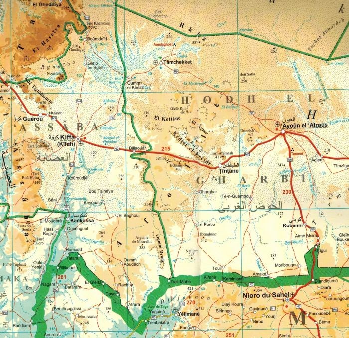Mauretania 1:1 750 000. Mapa samochodowo-turystyczna wydawnictwa Gizi Map. Fragment 1