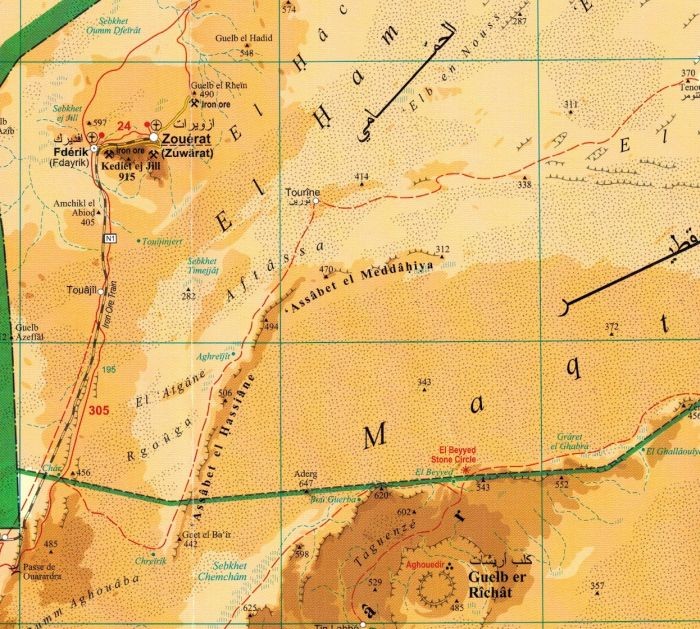 Mauretania 1:1 750 000. Mapa samochodowo-turystyczna wydawnictwa Gizi Map. Fragment 2