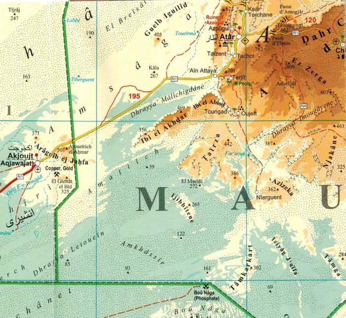 Mauretania 1:1 750 000. Mapa samochodowo-turystyczna wydawnictwa Gizi Map. Fragment 3
