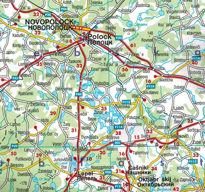 Białoruś 1:700 000. Mapa samochodowa wydawnictwa Freytag & Berndt. Fragment 1