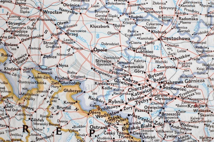 Europa Środkowa. Mapa ścienna. National Geographic. Fragment 2