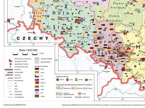 Polska 1:650 000. Mapa ścienna regiony i etnografia wydawnictwa Meridian. Fragment 1