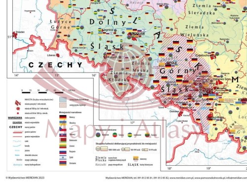 Polska 1:550 000. Mapa ścienna. Regiony i etnografia wydawnictwa Meridian. Fragment 1