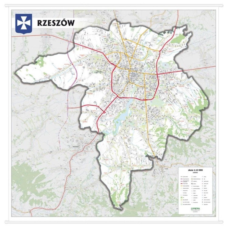 Rzeszów 1:13 000. Mapa ścienna / Plan miasta. Wersja STRONG