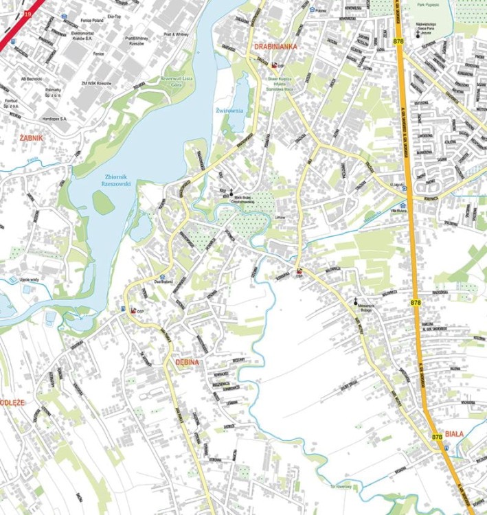 Rzeszów 1:13 000. Mapa ścienna / Plan miasta. Wersja STRONG. Fragment