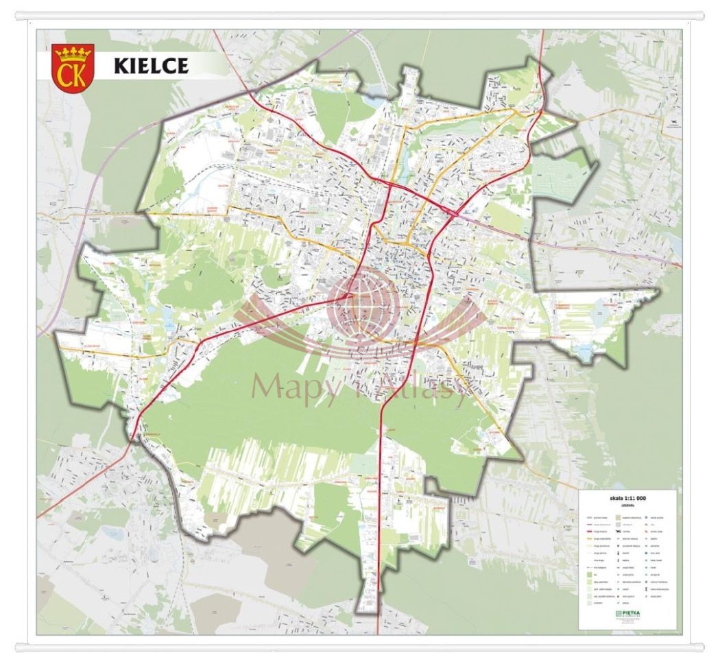 Kielce 1:11 000. Mapa ścienna / Plan miasta. Wersja STRONG