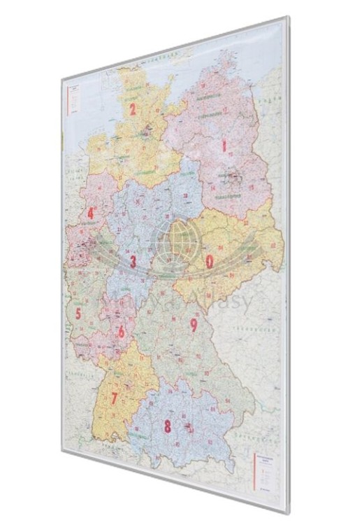 Niemcy 1:500 000. Kody pocztowe. Postleit-Karte. Mapa. Rama alu SLIM