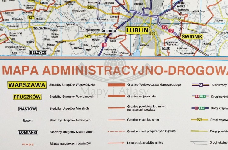 Mazowsze / Województwo mazowieckie 1:200 000. Mapa ścienna. Fragment 7