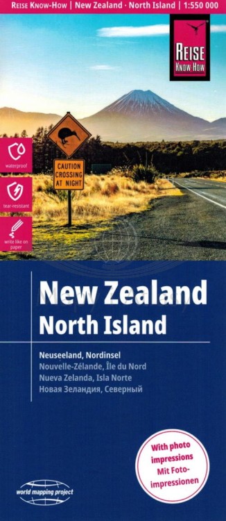 Nowa Zelandia, część północna. Wodoodporna mapa samochodowo-turystyczna wydawnictwa Reise Know-How. Okładka