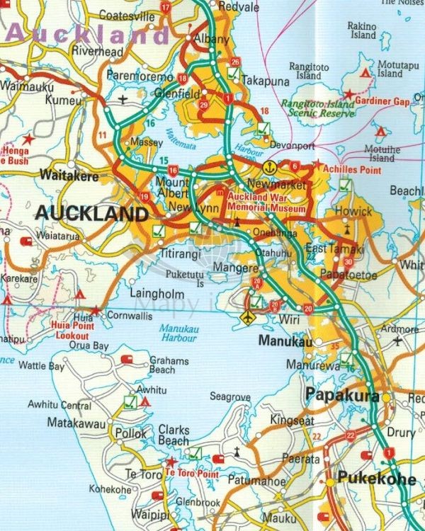 Nowa Zelandia, część północna. Wodoodporna mapa samochodowo-turystyczna wydawnictwa Reise Know-How. Fragment 1
