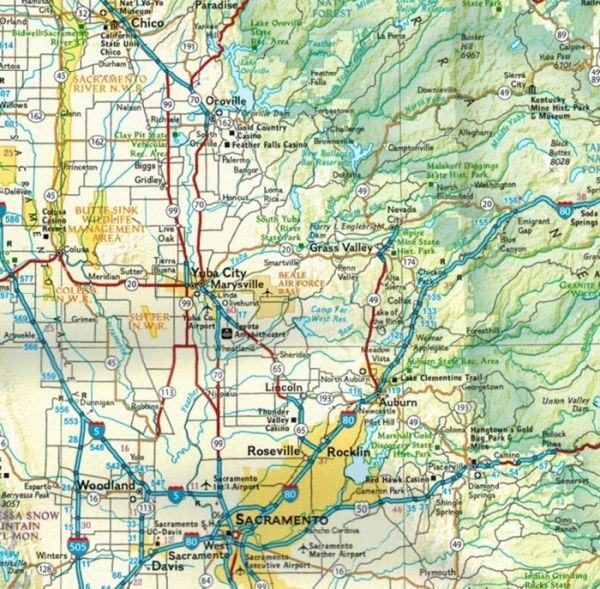 USA: Kalifornia, Nevada 1:1 300 000. Wodoodporna mapa turystyczna wydawnictwa National Geographic. Fragment 1
