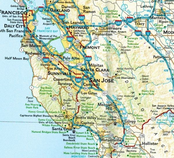 USA: Kalifornia, Nevada 1:1 300 000. Wodoodporna mapa turystyczna wydawnictwa National Geographic. Fragment 2