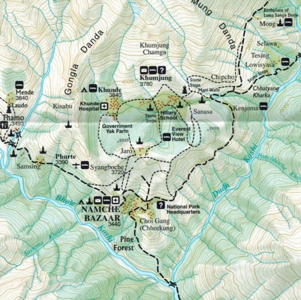 Nepal: Everest Base Camp 1:50 000. Wodoodporna mapa turystyczna wydawnictwa National Geographic. Fragment 1