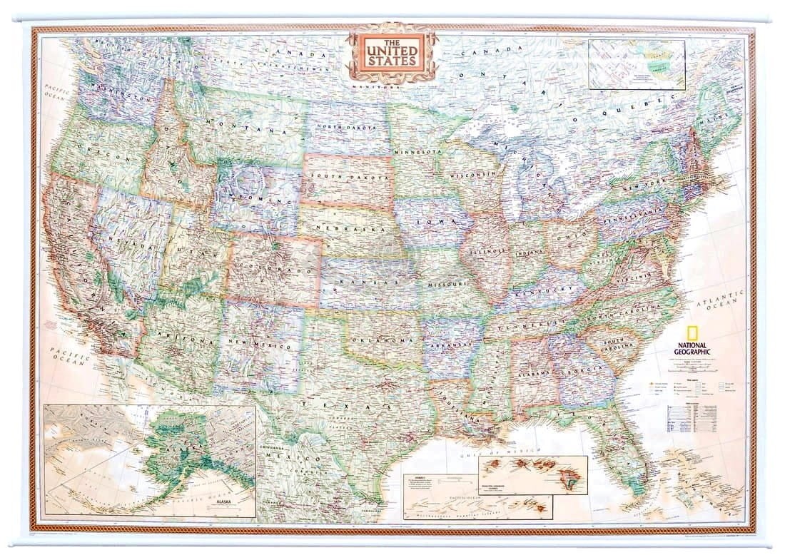 Stany Zjednoczone / USA. Mapa ścienna ekskluzywna. National Geographic