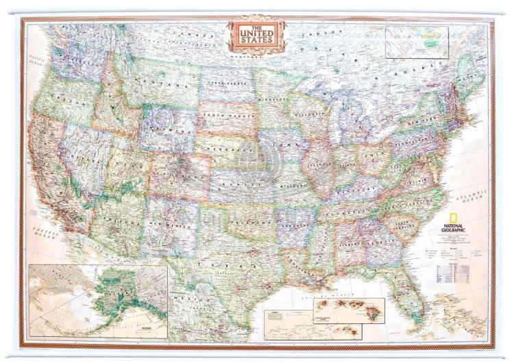 Stany Zjednoczone / USA. Mapa ścienna ekskluzywna. Wydawnictwo: National Geographic