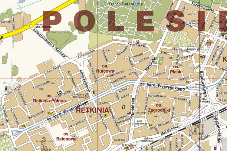 Łódź 1:20 000. Mapa / Plan miasta. Rama alu SLIM. Fragment 5