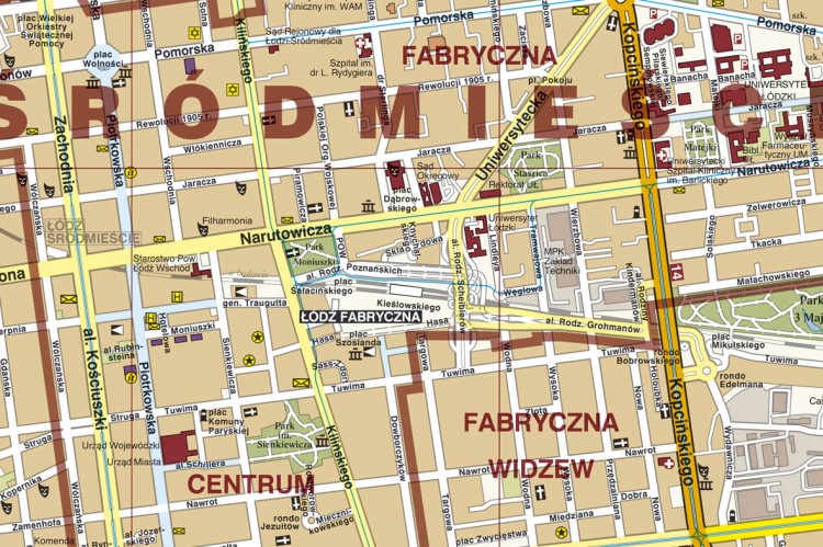 Łódź 1:20 000. Plan miasta / Mapa magnetyczna. Rama alu SLIM. Fragment 4