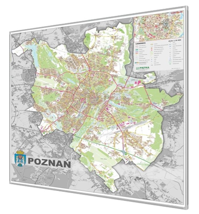Poznań 1:16 000. Plan miasta / Mapa magnetyczna. Rama alu SLIM