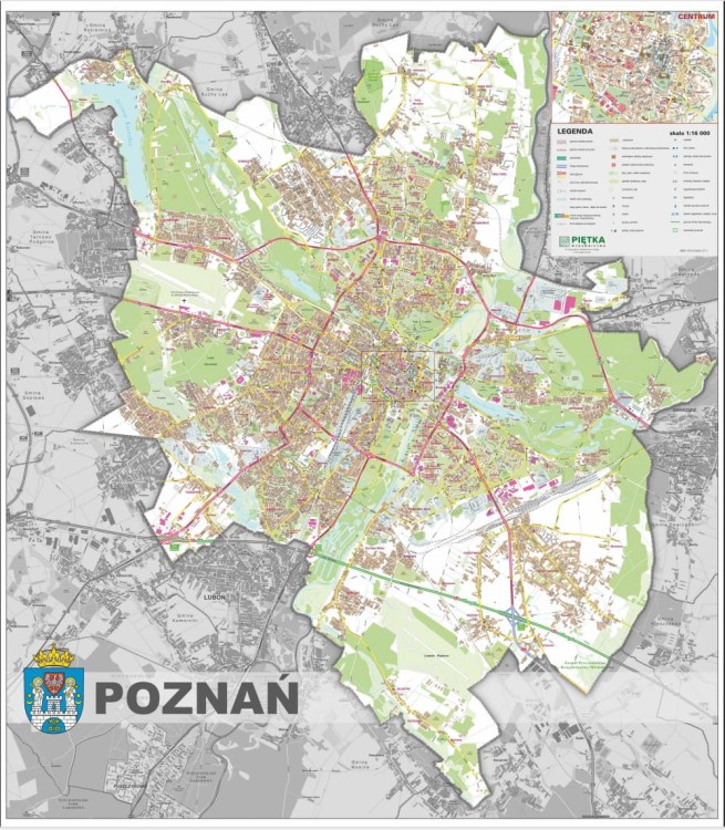 Poznań 1:16 000. Plan miasta / Mapa magnetyczna. Rama alu SLIM